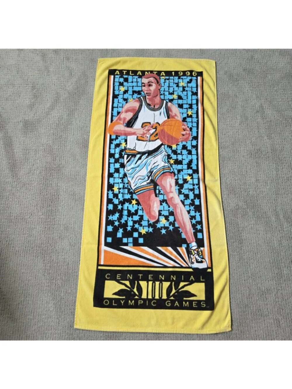 Vintage Cannon Olympic Games Collection Atlanta 1996 Basketball Beach Towel